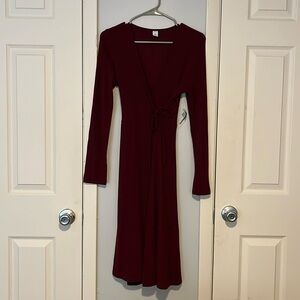 Wine, Sweater Wrap Dress